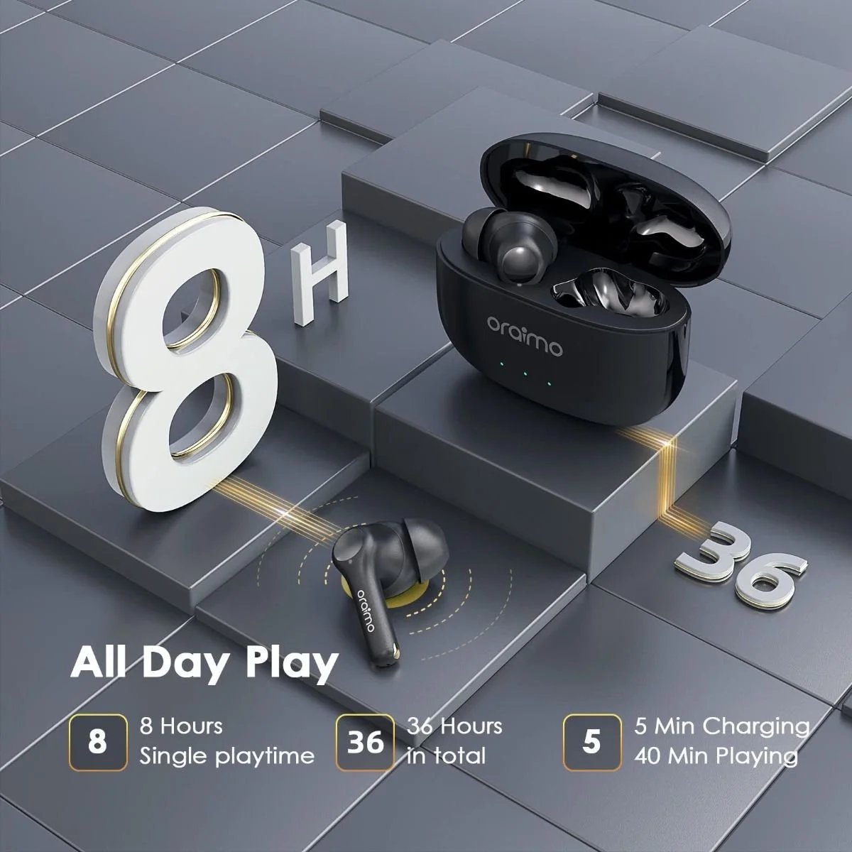 Oraimo FreePods 3 TWS True Wireless Stereo Earbuds Black