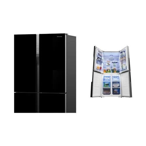 Hisense 561L 4 Door Glass Finish Refrigerator - Black