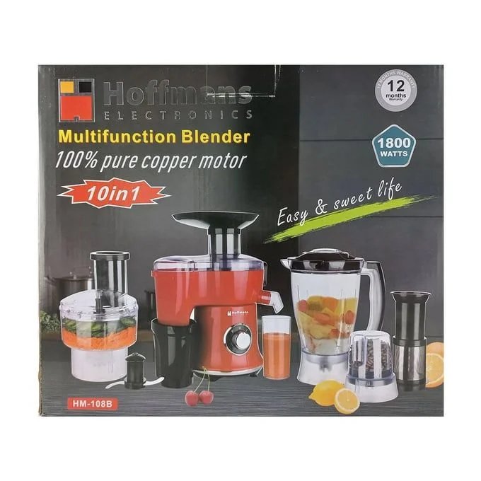 Hoffman10 In1 Juicer Blender Extractor Mincer Food Processor -Clear .