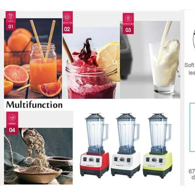 2L 4500W Multipurpose Commercial Blender Smoothie Food Processor Mixer Juicer Ice Crush Coffee Grinder-Red, White,Green