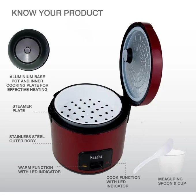 Saachi 2.8 Litres Electric Rice Cooker With Steamer Saucepan