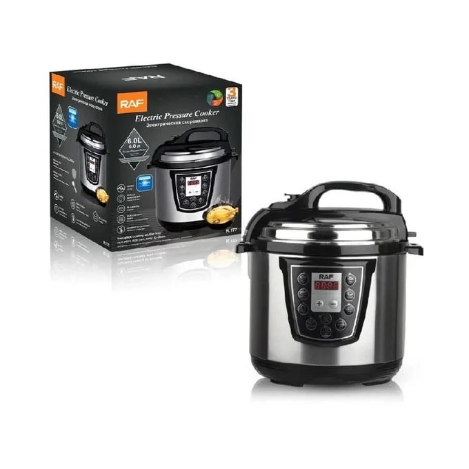 RAF 6L Electric Rice Pressure Cooker Steamer Pot- Silver