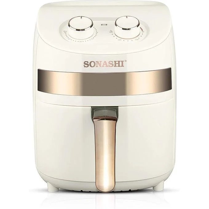 Sonashi Airfryer With 60Minutes Timer And Over heat protection-Cream/Black/Gold