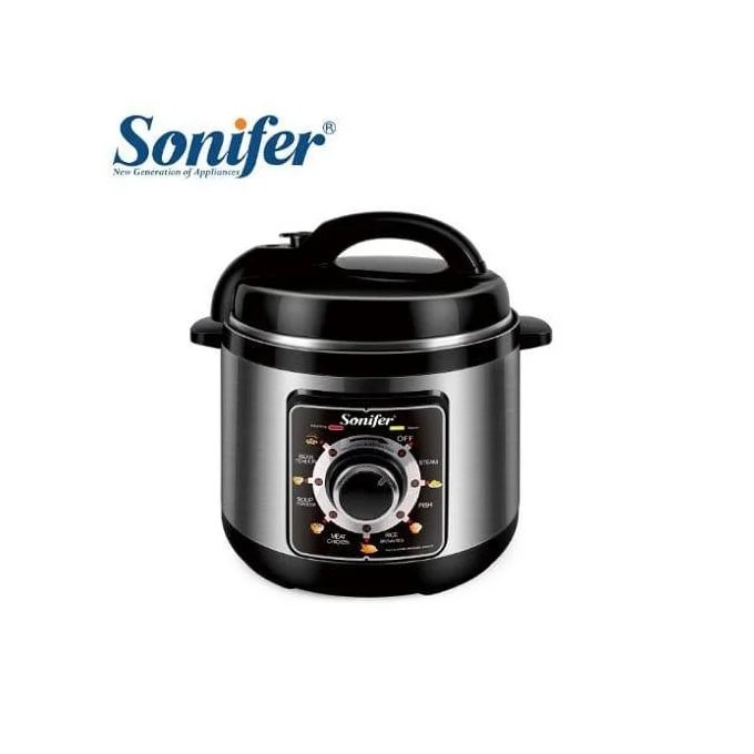 Sonifer Automatic 6L Multifunction High Power Stainless Steel Electric Pressure Cooker Rice Cooker Steamer- Silver.