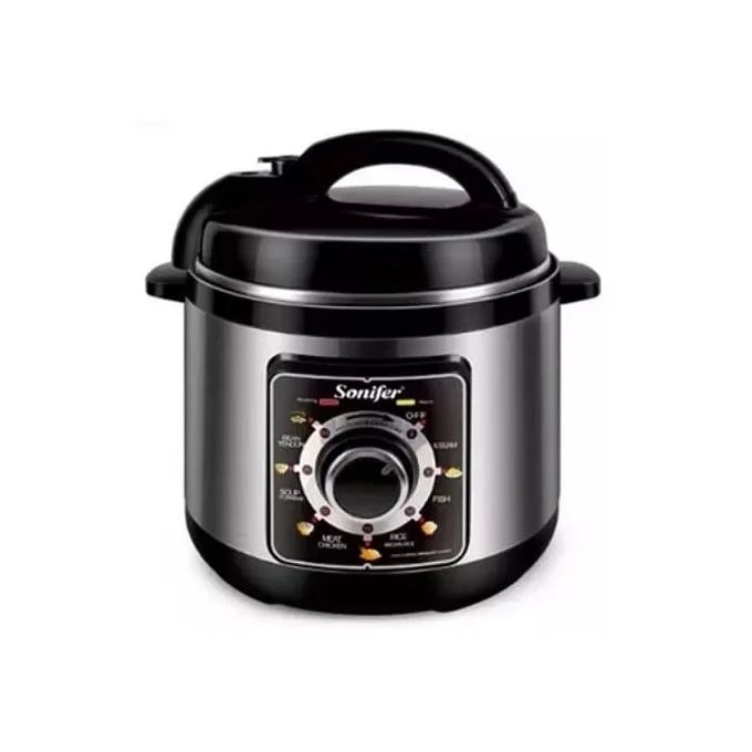 Sonifer Automatic 6L Multifunction High Power Stainless Steel Electric Pressure Cooker Rice Cooker Steamer- Silver.
