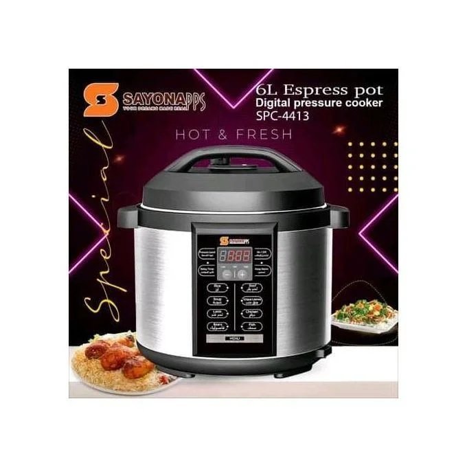 Sayona Espress Pot Digital Pressure Cooker/Rice Cooker 6liters -Black