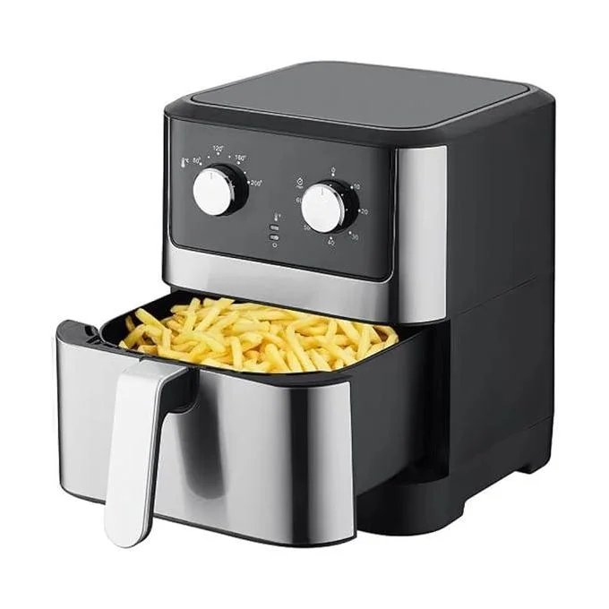 Large Airfryer Of 8 Liters For Frying Healthy Food Without Oil-Silver/Black