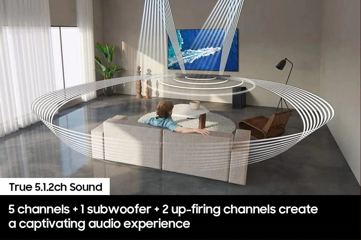 SAMSUNG HW-Q800B 5.1.2ch Soundbar w/ Wireless Dolby Atmos, DTS:X, Q Symphony, SpaceFit Sound, Built In Voice Assistant, AirPlay 2, Game Pro Mode, Tap Sound