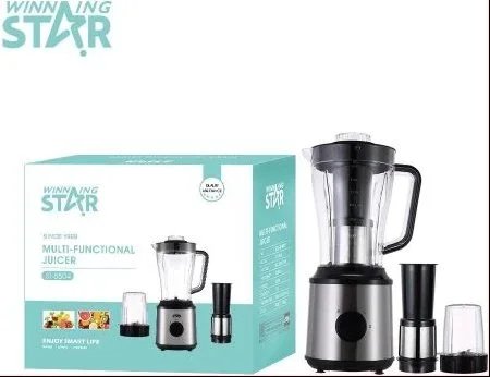 Winning star 3 In 1 Multifunctional Fruits Electric Blender Juicer – Silver/Black