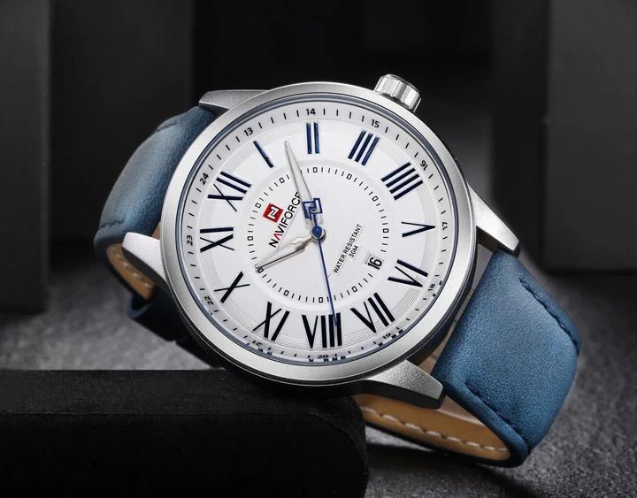 Men's Date Display Water Resistant PU Leather Analog Watch NF9126M