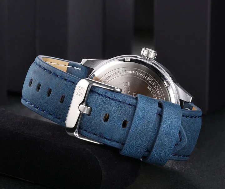 Men's Date Display Water Resistant PU Leather Analog Watch NF9126M