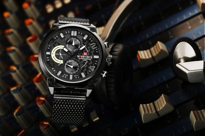 NAVIFORCE Fashion Watches for Men Military Sport Stainless Steel Quartz Waterproof WristWatch NF9068S