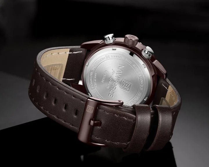 NAVIFORCE Quartz Watch Men Luxury Digital Sport Waterproof Wristwatches Leather Strap Business Watch NF9153L