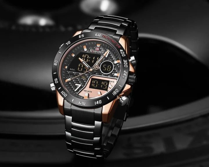 NAVIFORCE Men Digital Watch LED Sport Military Luminous Hands Waterproof Quartz Wristwatch NF9171