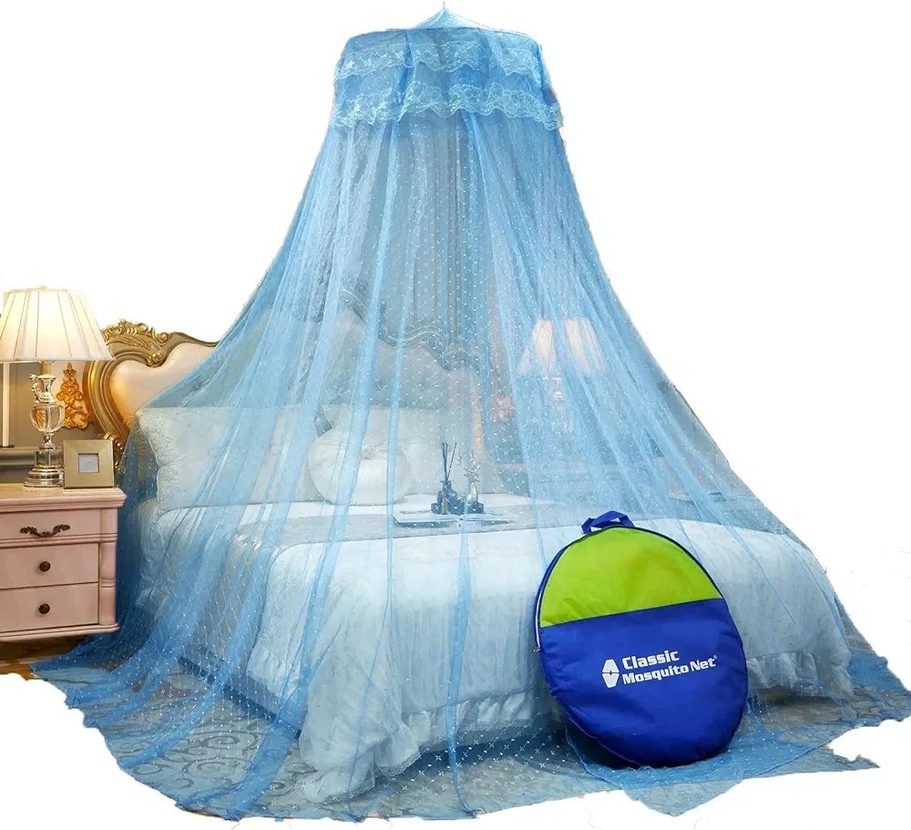 Classic Mosquito Net for Hanging Double Bed | King Size Embroidery Machardani | Polyester 30GSM Strong Net | Canopy Tent for Bedrooom