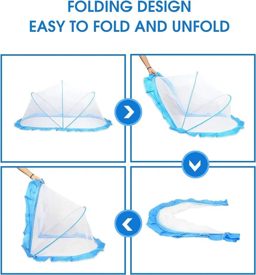 Classic Mosquito Net Baby Mosquito Net | Bottomless Net for Infants, for Safe & Easy Use | Ensures Your Baby's Safe Sleep |135cmX65cmX65cm (0 to 24 Months) - Blue