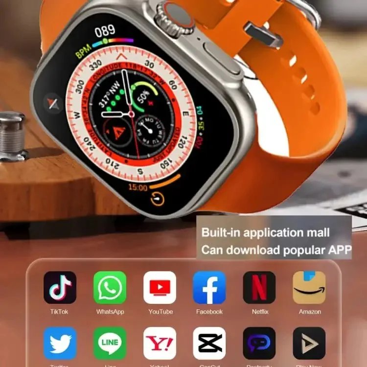 4GB Ram 64GB Rom Modio 4G Ultra Smart Watch 2.2 inch Display 3 Pairs strap 4G Call Compass Wifi GPS Series 8 Ultra Sim Card Ultra Smartwatch