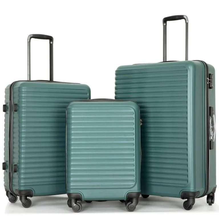 Travelhouse 3 Piece Hardside Luggage Set Hardshell Lightweight Suitcase with TSA Lock Spinner Wheels 20in24in28in.(Green)