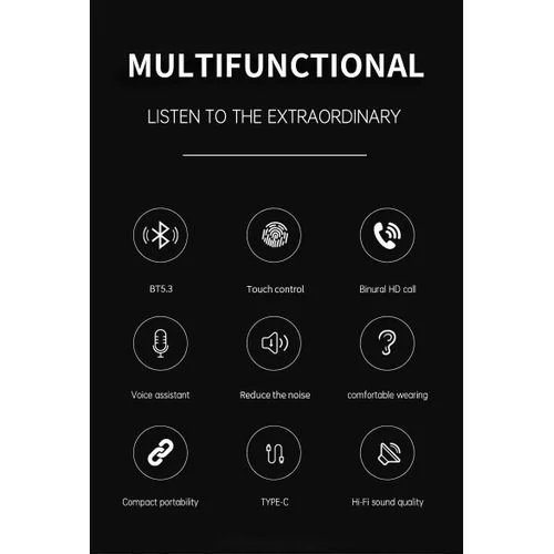 Amaya Original Earbuds TK04 High Grade 20hrs Play Time Wireless Sports Airpods BT 5.3, 1Year Warranty- Black