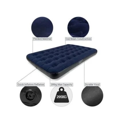 Comfort Quest 5×6 Double Air Bed Inflatable Camping Mattress – Navy Blue