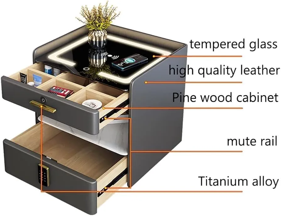 Bedside smart table and storage cabinet