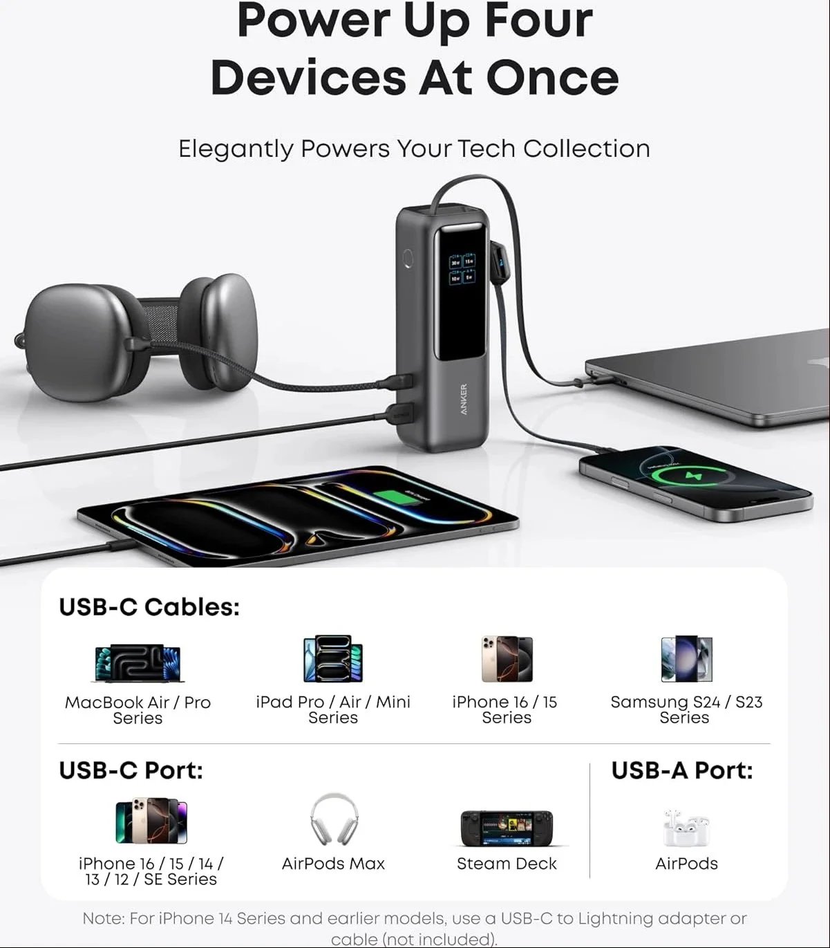 Anker Zolo Power Bank, 25,000mAh, 165W Ultra-Fast Portable Charger for Dual Laptops