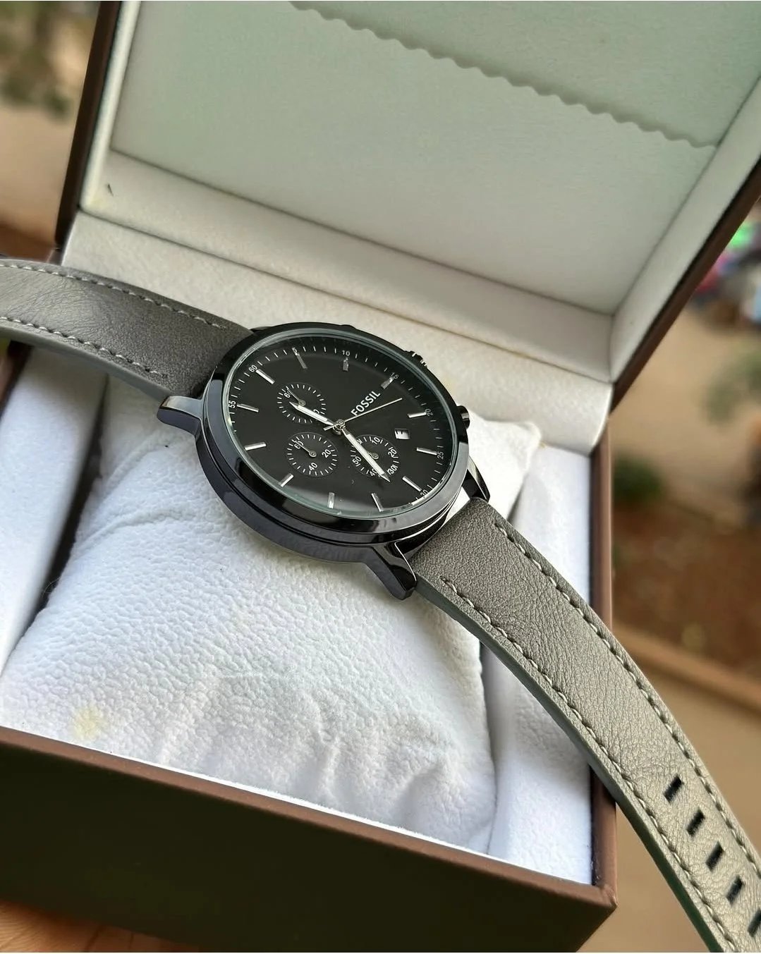 Fossil genuine leather men's watch