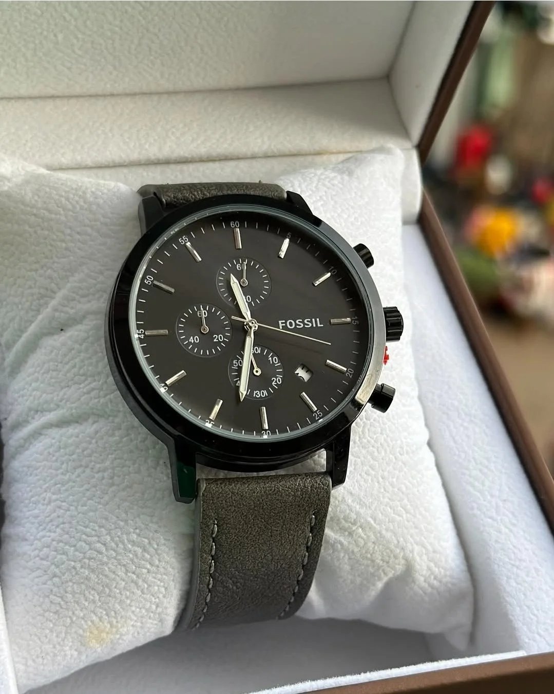 Fossil genuine leather men's watch
