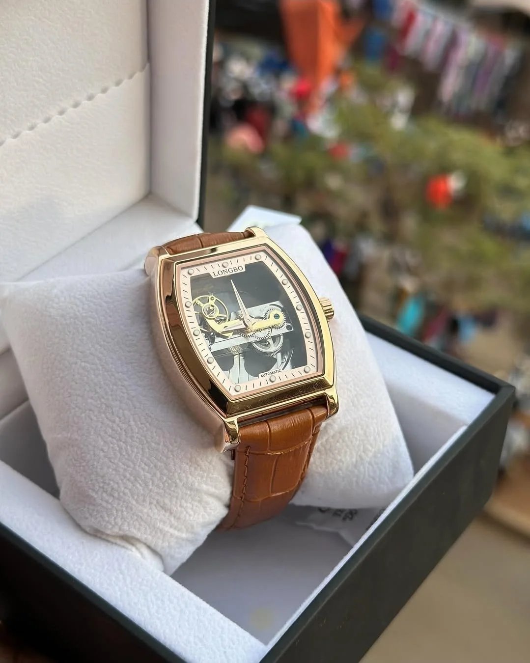 Men's see through mechanical watch