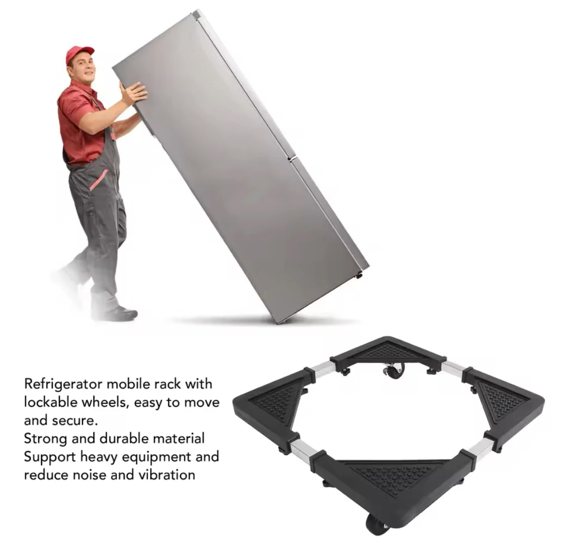 Multifunctional Movable Floor Trolley Stand, Washing Machine Fridge Stand, Adjustable Base Rack Stand With Universal Wheels