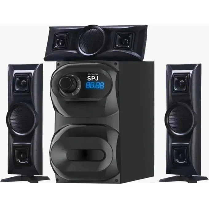 SPJ SS-3020W 3.1 Channel Multimedia Speaker System with Subwoofer – Bluetooth, USB, FM, Remote, Solar Compatible