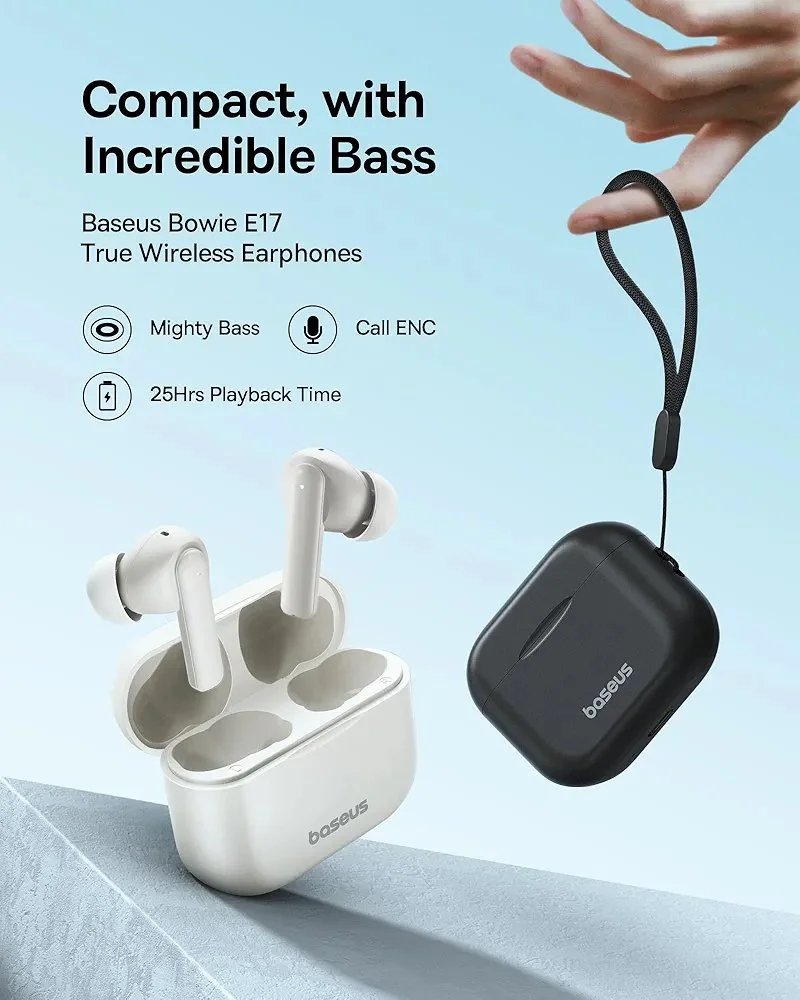 Baseus Bowie E17 True Wireless Earbuds with 25 hours and Punch Bass.