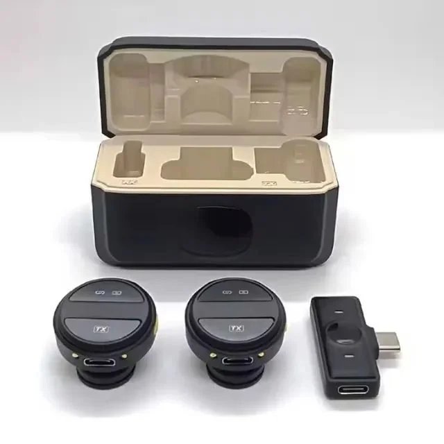 SX21 Wireless Microphone, ANC 2 Pcs Tie Collar Mic Portable Live Streaming Small Wireless Lavalier Microphone For IPhone IPad