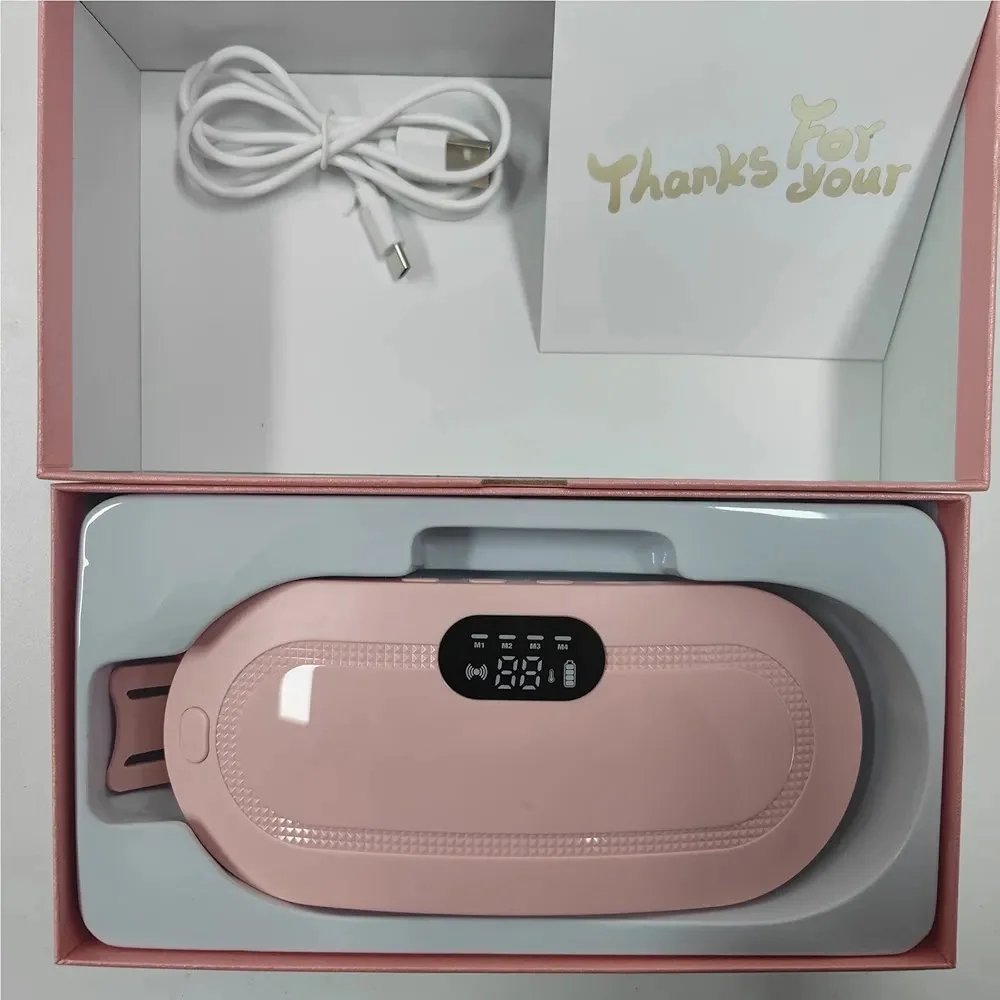 Menstrual Heating Pad Heating Belt Relieves Menstrual Abdominal Pain Heat Belt Menstrual Pad Heat and Massage 3 Heat Settings 4 Massage Modes (Pink), Pack of 1