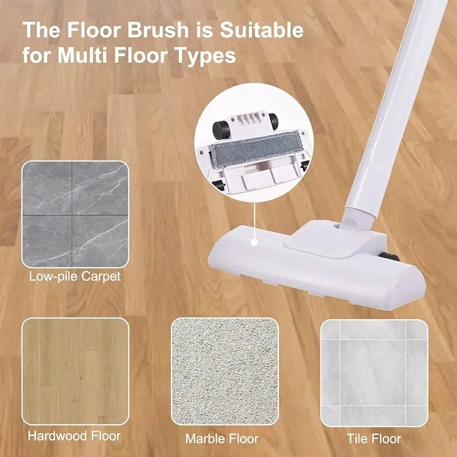 Portable Cordless Vacuum Cleaner 120W Handheld Stick Vacuum Cleaner for Hard Floor Carpet Pet Hair Car 8500Pa Powerful Suction 600ml Dust Collecting Cup with Floor Brush