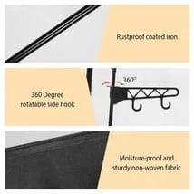 Multifunctional Clothes Hanger Stand, Simple Fashion Clothes Wardrobe, Double Row Clothes Rack, Floor Garment Storage Wardrobe, Metal Black Floor Standing Coat Rack, Hallway Furniture Assembly Hanger Shelf