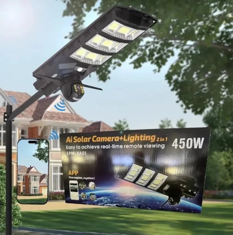 AXM 450W Ai Solar Camera with Street Light All in One Water-Proof with Remote Control