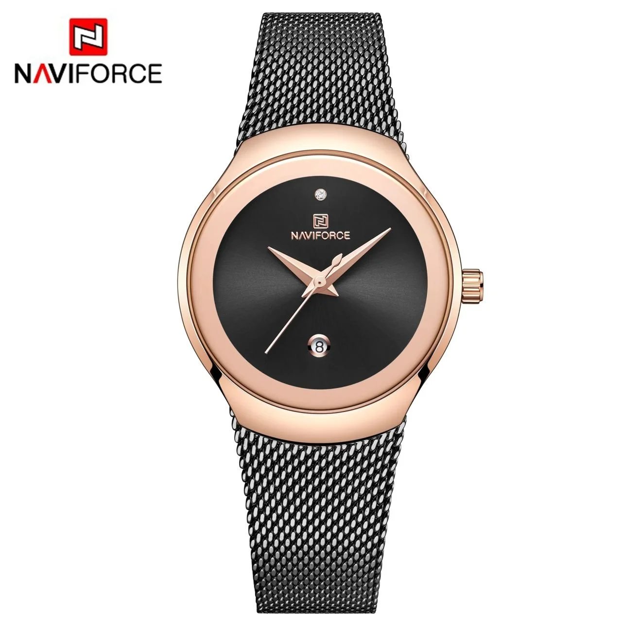 NAVIFORCE Women Watch Luxury Gold Steel Wristwatch Girls Gift Calendar Watches
