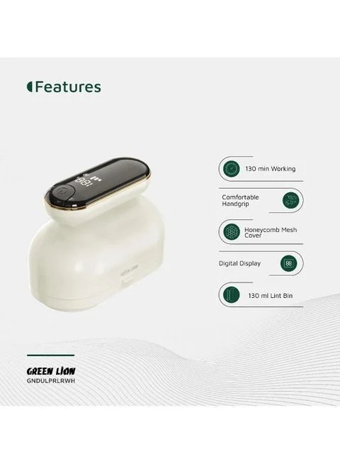 DualPro Digital Fabric Electric Lint Remover with USB Rechargeable & Working Time 2.2 hrs / Speed Gear 3 Levels / Lint Bin 130 ml / Comfortable Handgrip / Max Range 6900RPM - White
