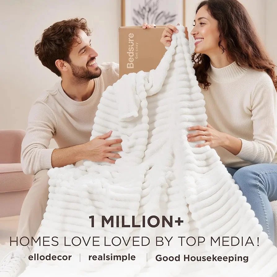 Soft white throw blanket from Bedsure!