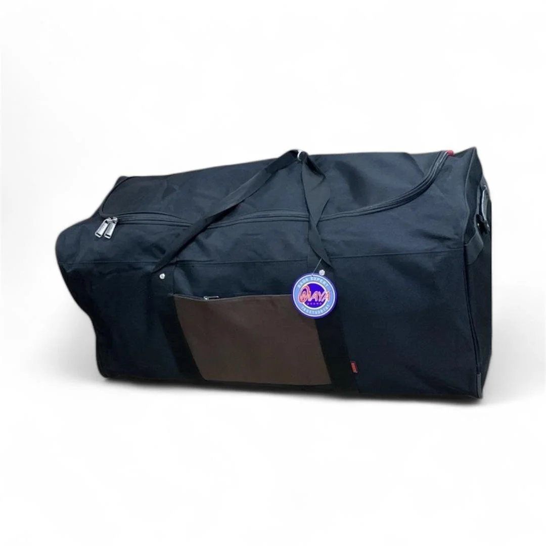 Omaya Plain Black Thin Foldable Luggage Bag Wearable Duffle Bag Hand Bag Hand luggage Storage Bags
