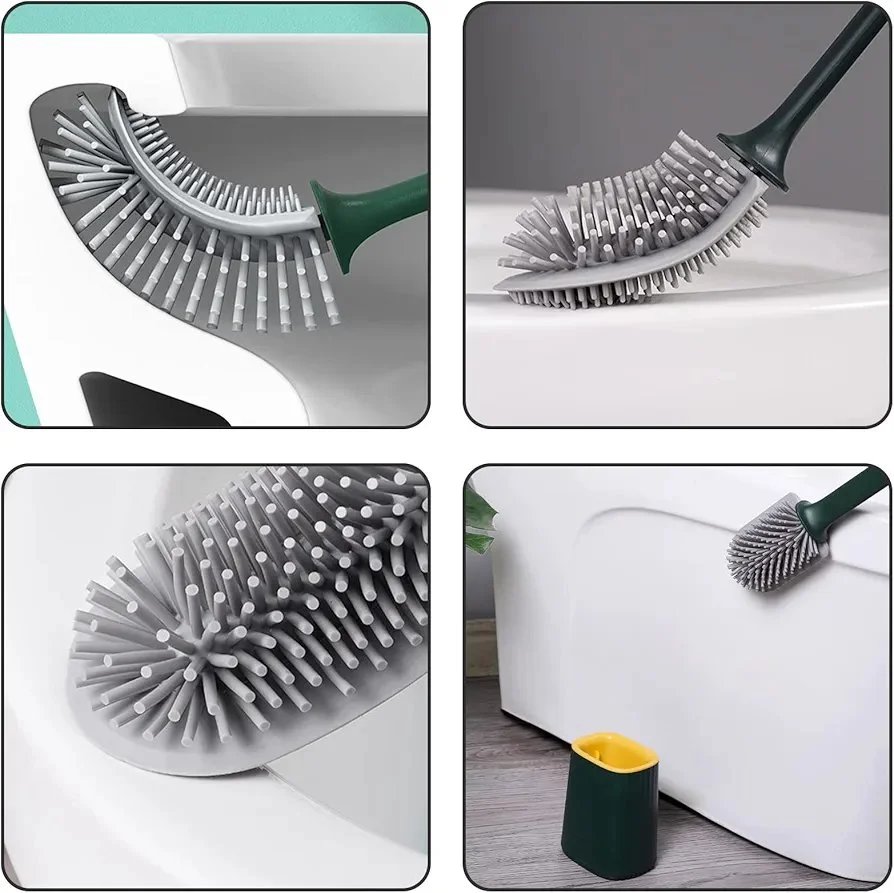 Toilet Brush and Container Toilet Brush with Quick Drying Holder Toilet Brush with Flexible Bristles and Holder Wall Mounted Toilet Brushes for Bathroom and Toilet