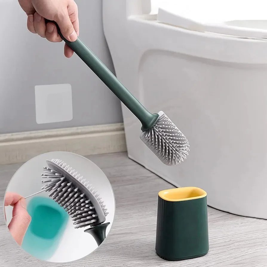 Toilet Brush and Container Toilet Brush with Quick Drying Holder Toilet Brush with Flexible Bristles and Holder Wall Mounted Toilet Brushes for Bathroom and Toilet