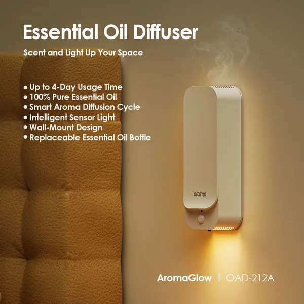 oraimo AromaGlow Waterless Wall-mounted Aromatherapy Diffuser