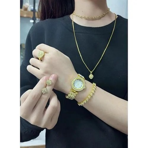 Smartbarry A58 Plus 7-in-1 Gold Colour Women Smartwatch Jewelry Gift Set
