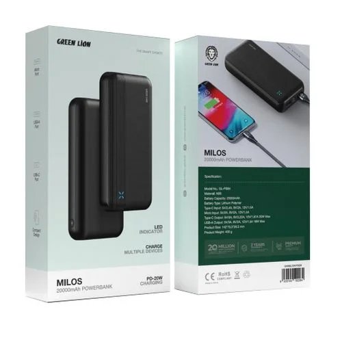 The Green Lion Milos 20000mAh Power Bank is your ultimate travel PowerBank
