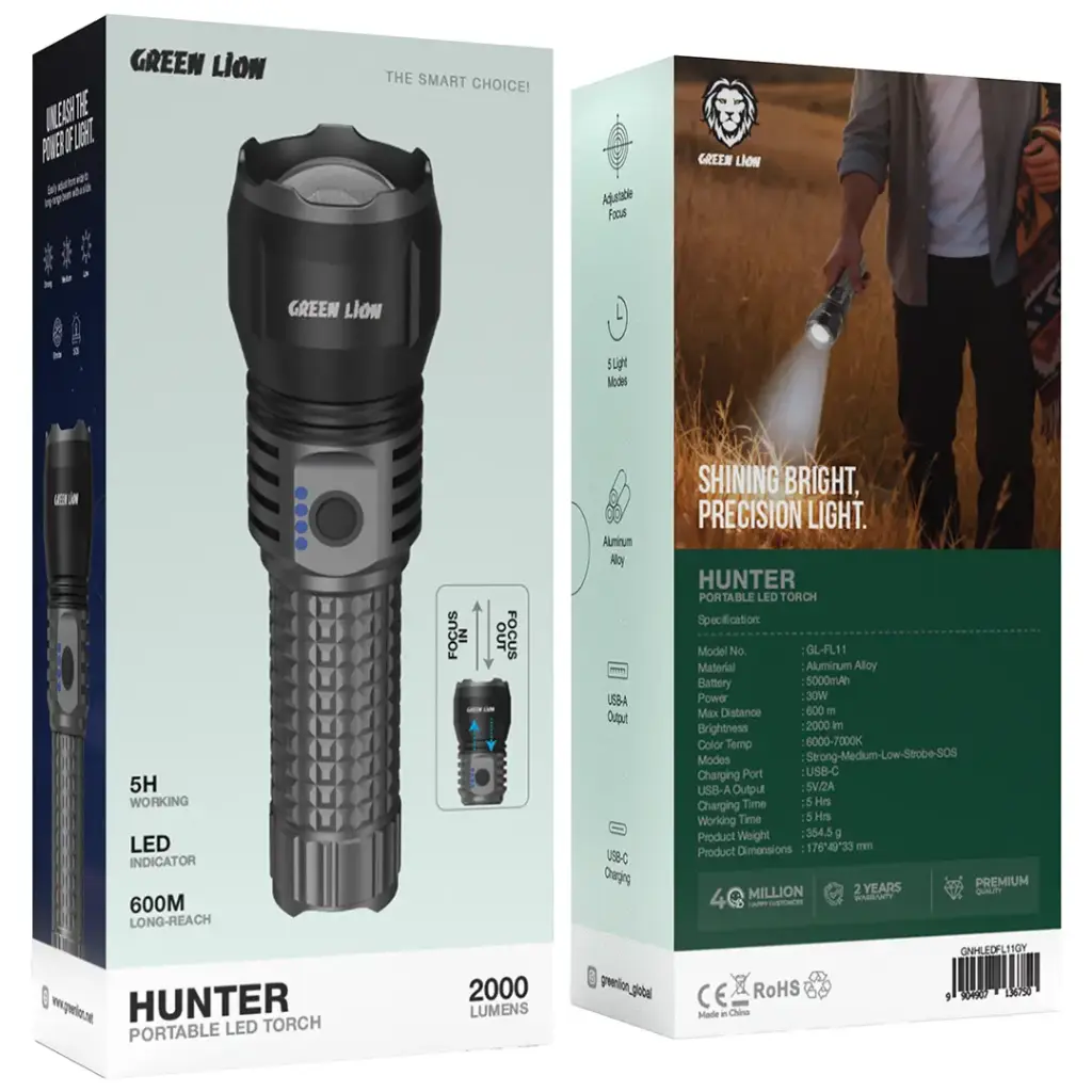Green Lion Hunter Portable LED Torch