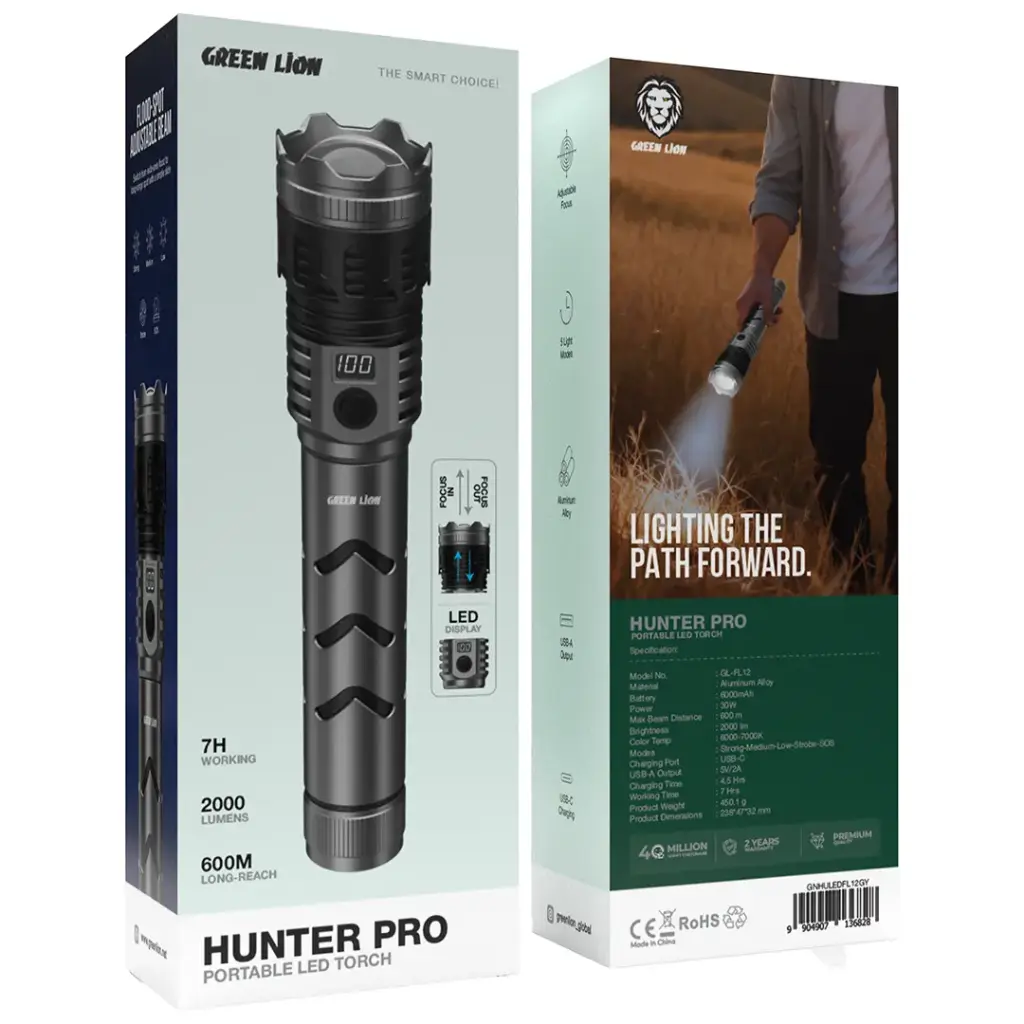 Green Lion Hunter Pro Portable LED Torch 8000mah